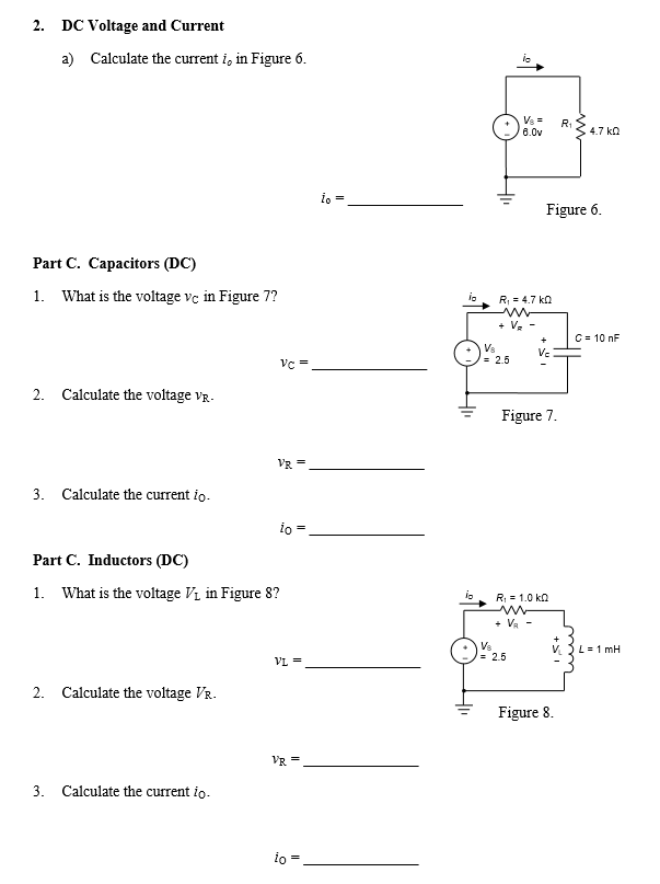 Solved 2. DC Voltage and Current a) Calculate the current in
