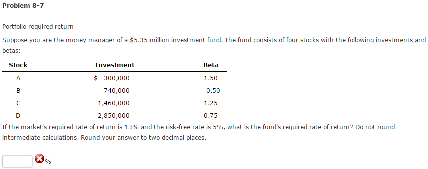 Solved Portfolio required return Suppose you are the money | Chegg.com