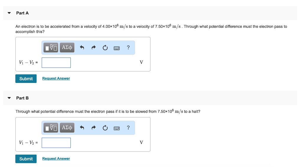 Solved Part A An Electron Is To Be Accelerated From A | Chegg.com