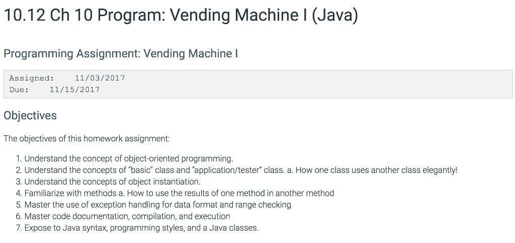 Solved 10.12 Ch 10 Program: Vending Machine | (Java) | Chegg.com
