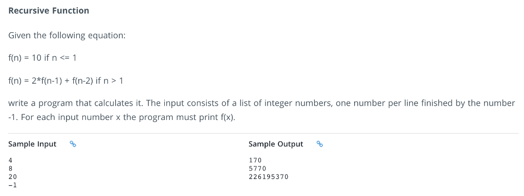 Solved Recursive Function Given The Following Equation: F(n) | Chegg.com