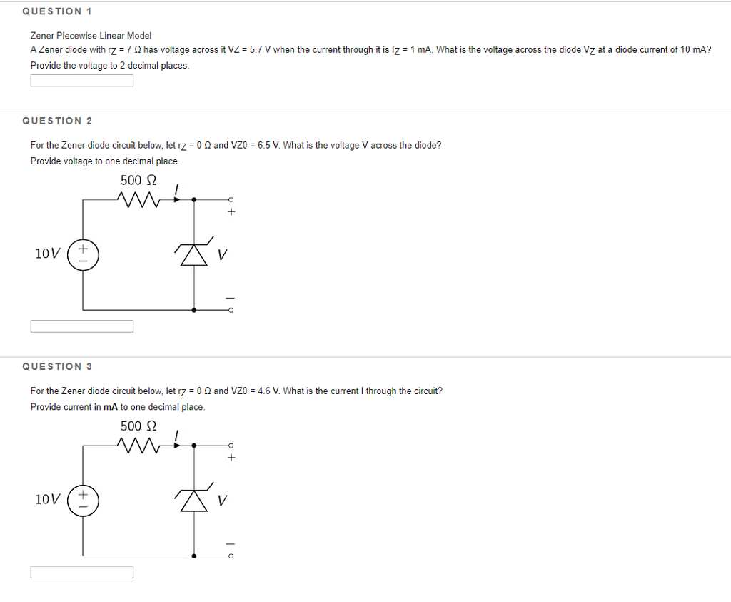 Solved QUESTION 1 Zener Piecewise Linear Model A Zener diode