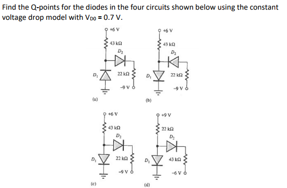 Solved Find the Q-points for the diodes in the four circuits | Chegg.com