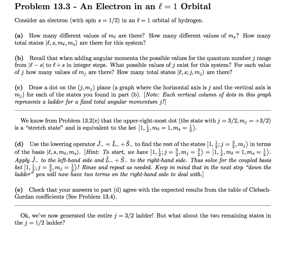Solved Problem 13.3 - An Electron in an l 1 Orbital Consider | Chegg.com