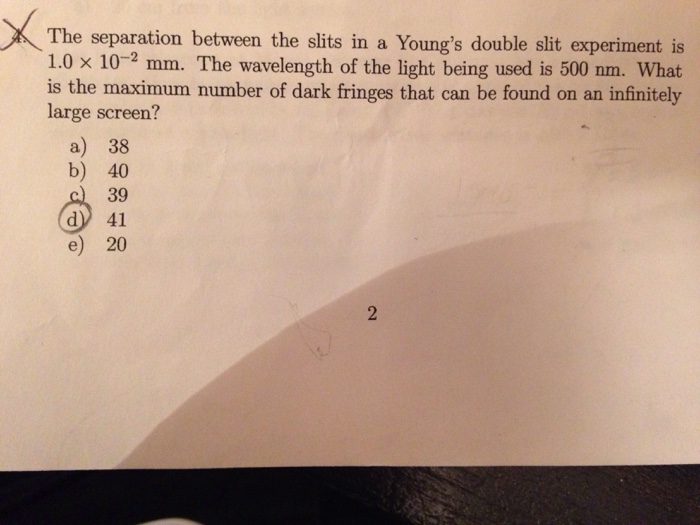 Solved The separation between the slits in a Young?s double | Chegg.com