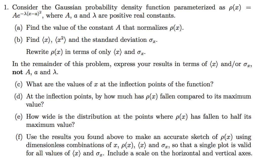 Solved i consider the gaussian probability density function chegg