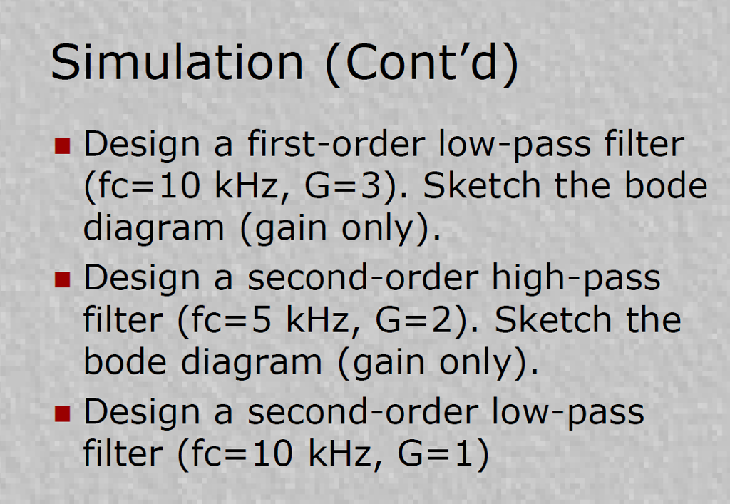 Solved Design A First order Low pass Filter fc 10 KHz Chegg