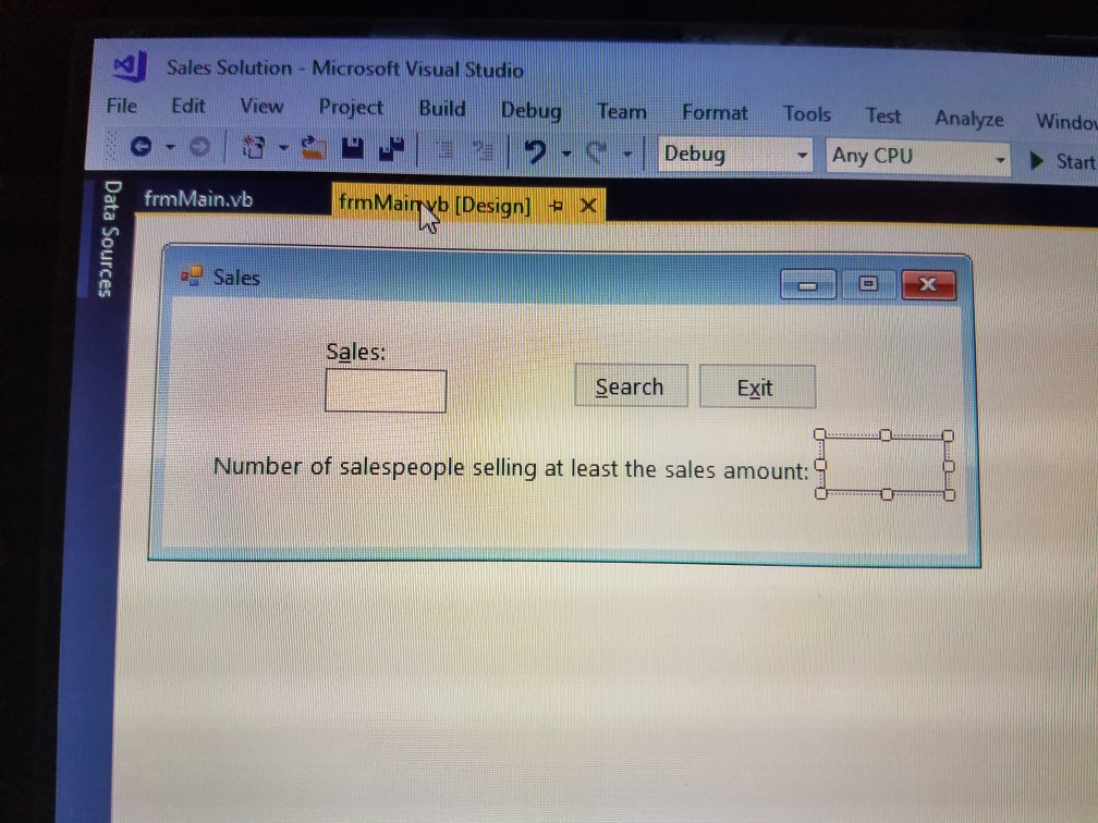 Solved Sales Solution Microsoft Visual Studio File Edit Chegg