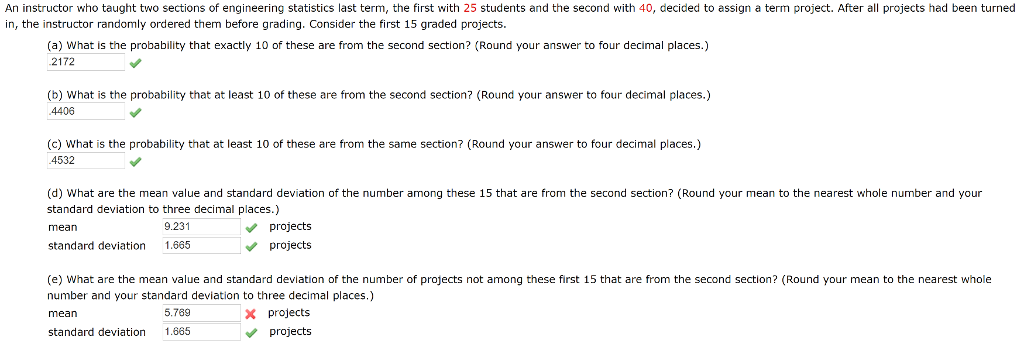 Solved An instructor who taught two sections of engineering | Chegg.com