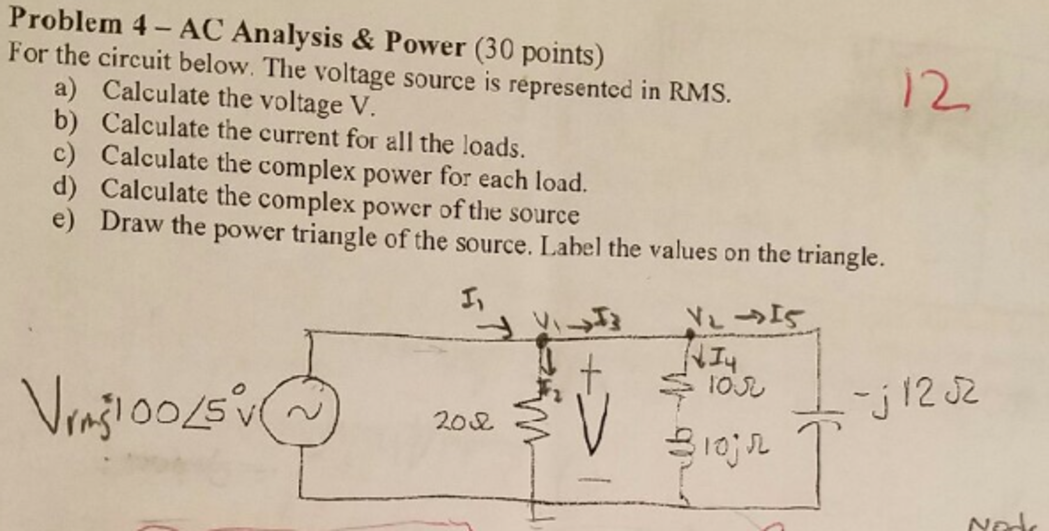 Solved For the circuit below. The voltage source is | Chegg.com