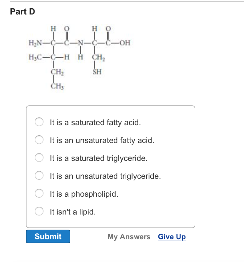 Solved Which of the following molecules is a lipid? If the | Chegg.com