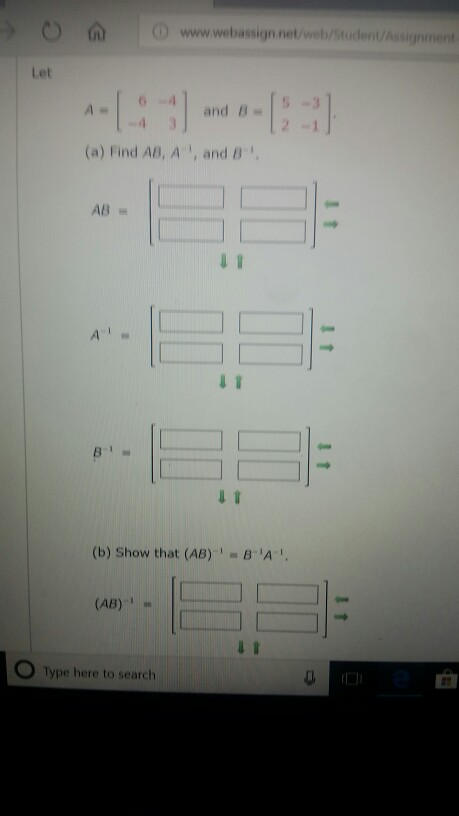 Solved Let and 8=「S-3 2 -1 -4 3 (a) Find AB, A , and B AB= | Chegg.com