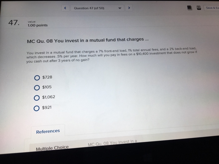 Solved You invest in a mutual fund that charges a 7