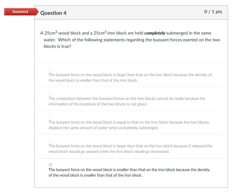 Solved Incorrect Question 1 0 1 pts Which has a greater | Chegg.com