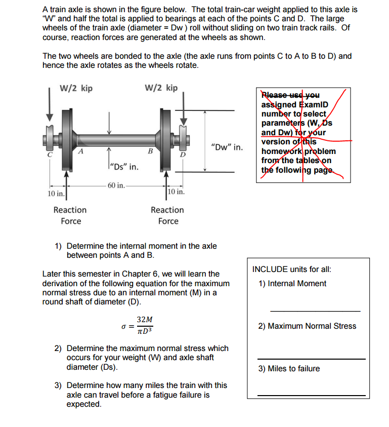 Total Axle Weight 40 kip Axle Shaft Diameter (Ds)
