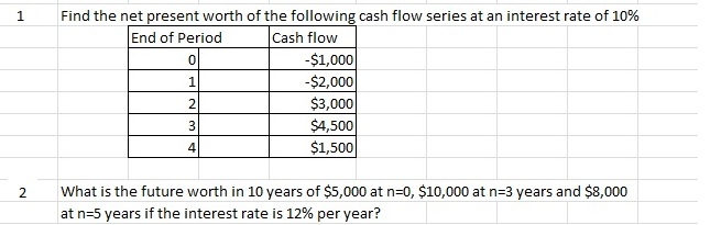 Solved Find the net present worth of the following cash flow | Chegg.com