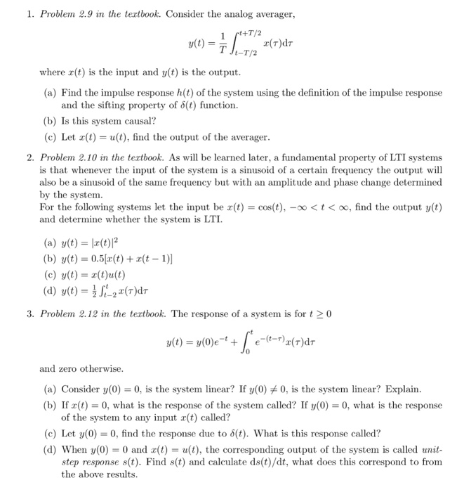 Solved 4. Problem 2.14 in the tertbook. The impulse response | Chegg.com