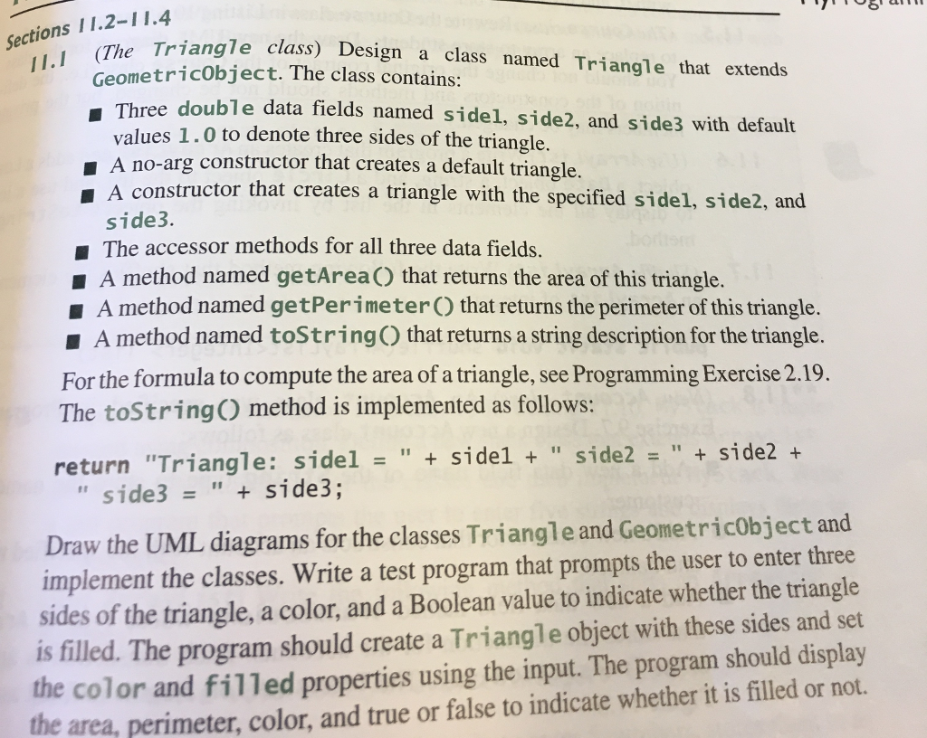 Solved Sections 11.2-11.4 e Triangle class) Design a class | Chegg.com