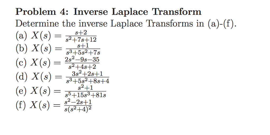 Solved Problem 4 Inverse Laplace Transform Determine The 0950