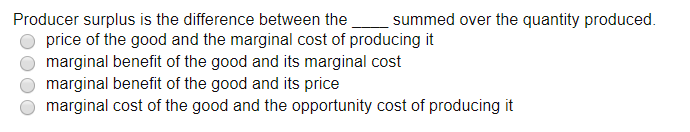 Solved Producer Surplus Is The Difference Between The Summed | Chegg.com