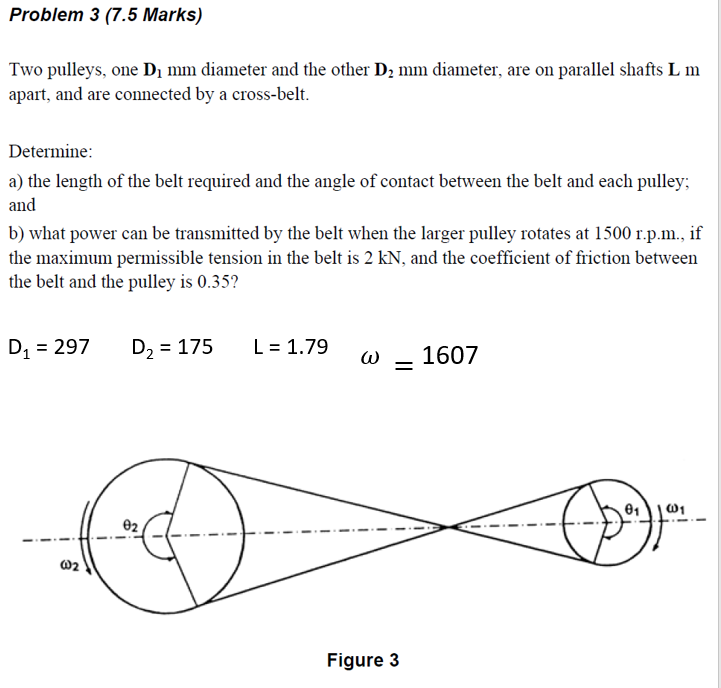 Solved Two pulleys, one D_1 mm diameter and the other D_2 mm