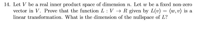 Solved 14. Let V be a real inner product space of | Chegg.com