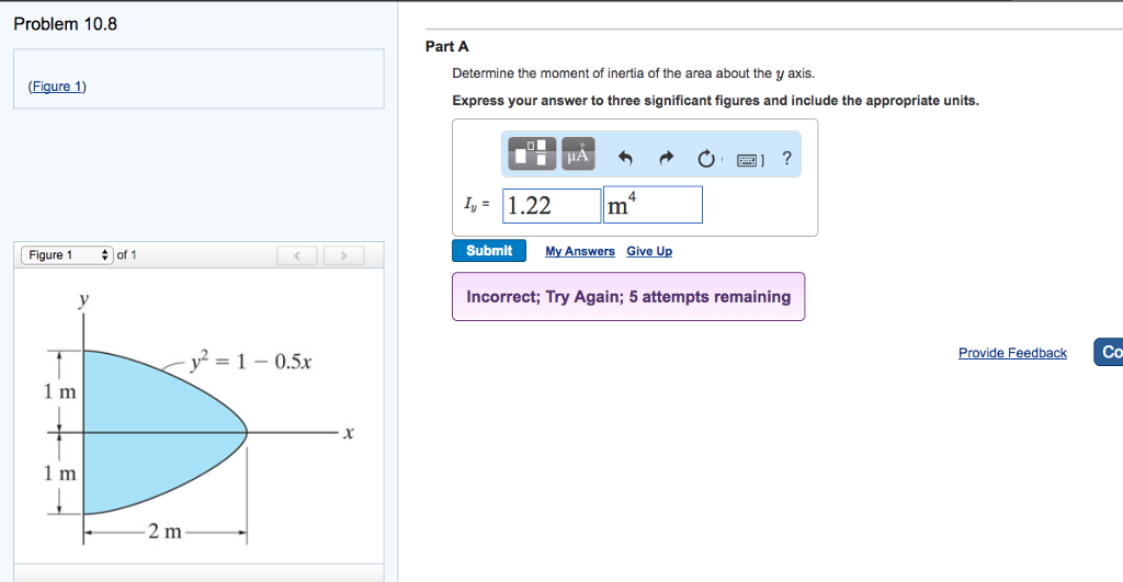 Solved Problem 10.8 Part A Determine the moment of inertia | Chegg.com