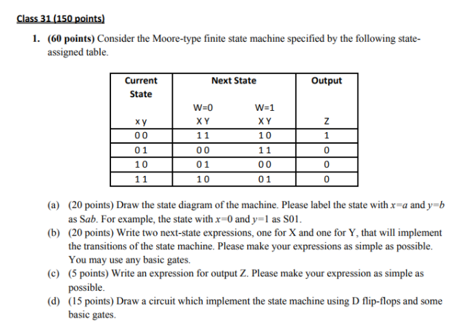 Solved 1. (60 Points) Consider The Moore-type Finite State | Chegg.com