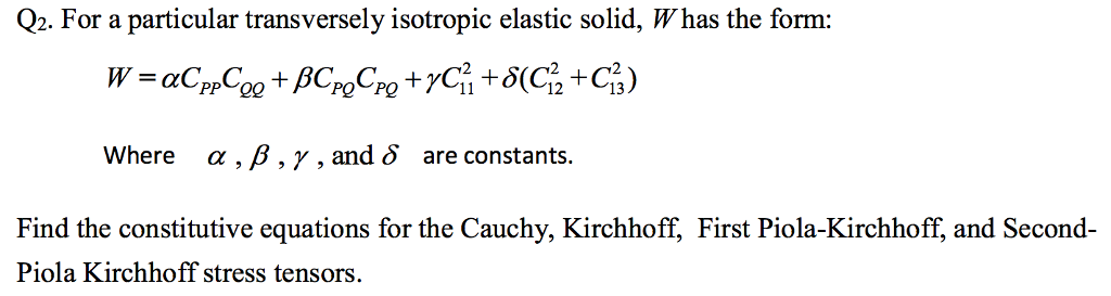 For A Particular Transversely Isotropic Elastic | Chegg.com