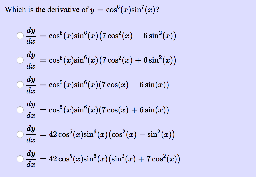 derivative of cos x sin x