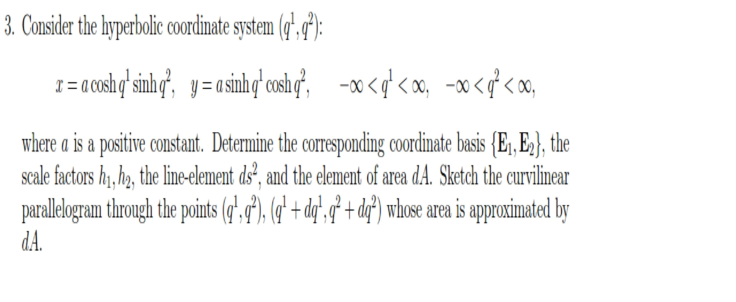 Consider the hyperbolic coordinate system (q^1, q^2): | Chegg.com