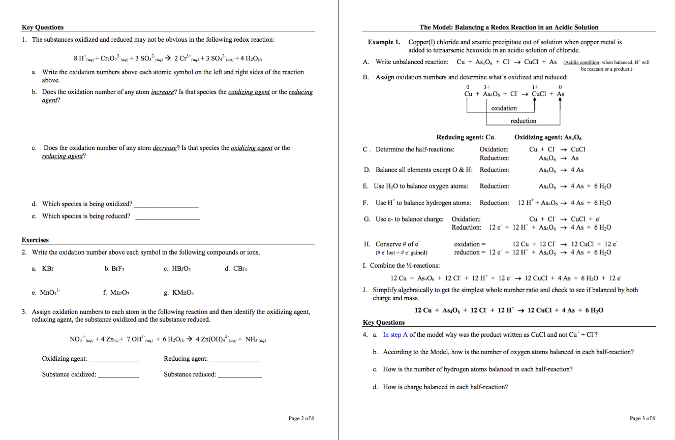 assigning oxidation numbers worksheet