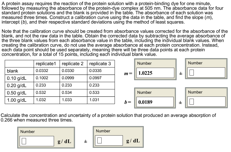 Solved A protein assay requires the reaction of the protein | Chegg.com