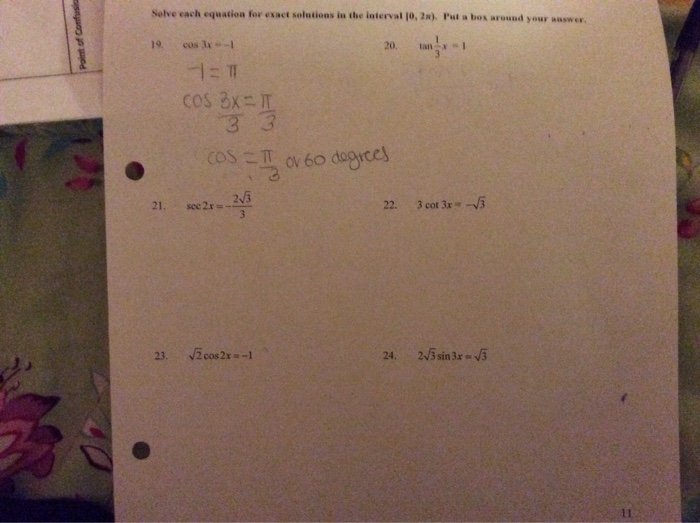 Solved Solve each equation for exact solutions in the | Chegg.com