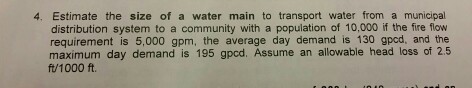 Solved how do I calculate the size of a water main from the | Chegg.com