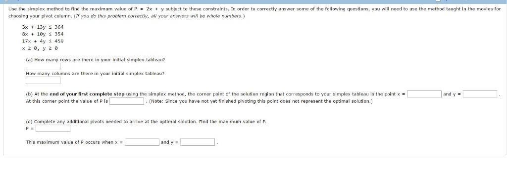Solved 2x y subject to these c Use the simplex method to nd | Chegg.com