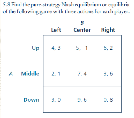 Solved 5.8 Find the pure-strategy Nash equilibrium or | Chegg.com