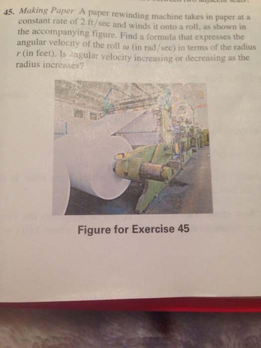Solved A paper rewinding machine takes in paper at a | Chegg.com