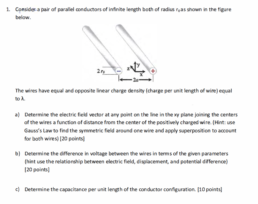 Solved 1. Consider A Pair Of Parallel Conductors Of Infinite | Chegg.com