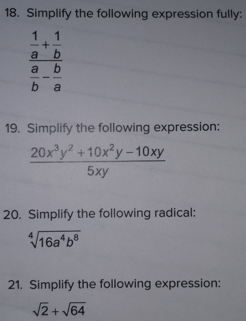 Solved 18. Simplify The Following Expression Fully: A B A B | Chegg.com