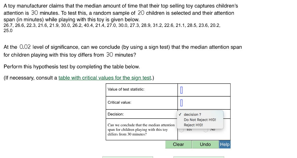 Solved A Toy Manufacturer Claims That The Median Amount Of | Chegg.com