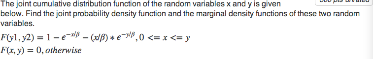 Solved The joint cumulative distribution function of the | Chegg.com