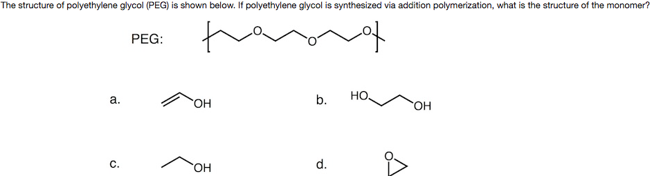 Solved The Structure Of Polyethylene Glycol (PEG) Is Shown | Chegg.com