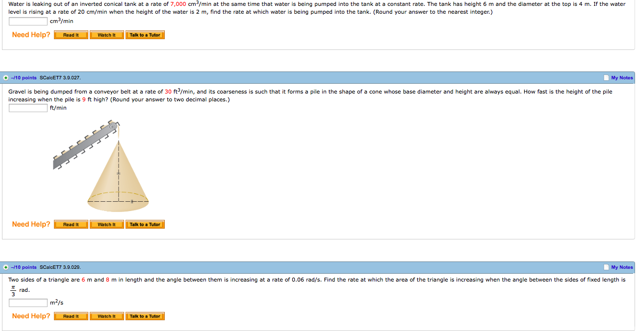 Solved Water is leaking out of an inverted conical tank at a