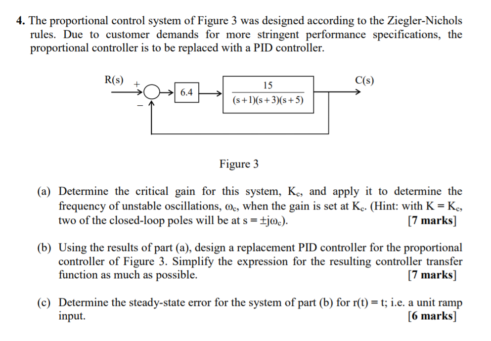4. The proportional control system of Figure 3 was