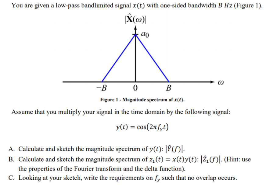 Solved You are given a lowpass bandlimited signal x (t)