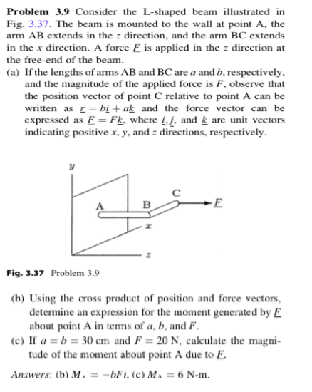 Solved Consider the L-shaped beam illustrated in Fig. 3.37. | Chegg.com