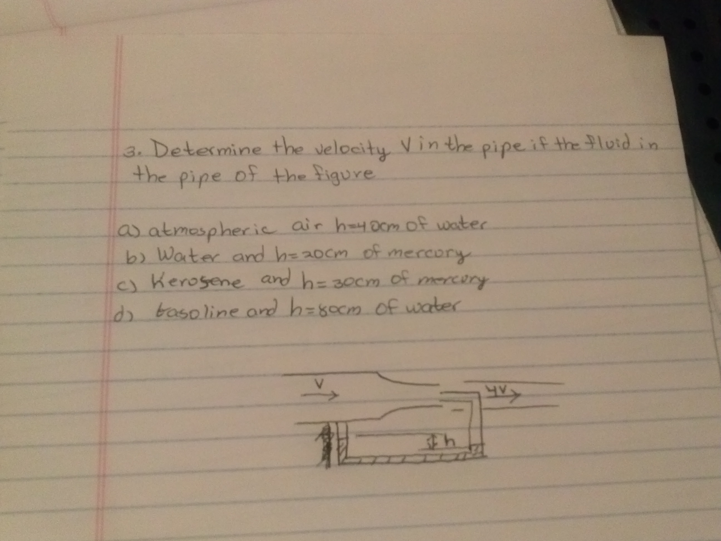 Solved Determine the velocity V in the pipe if the fluid in | Chegg.com