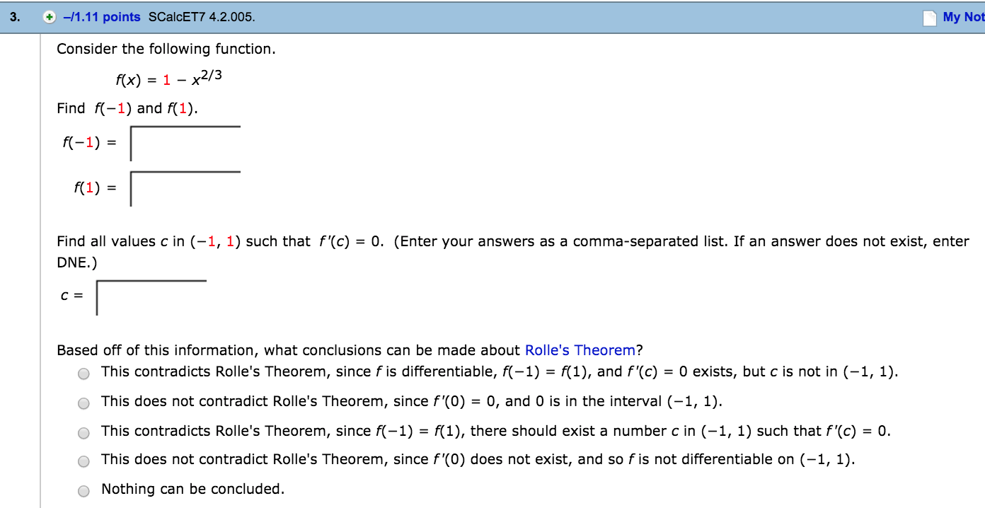 Solved Consider The Following Function. F(x) = 1 - X^2/3 | Chegg.com