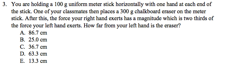 Solved You are holding a 100 g uniform meter stick | Chegg.com